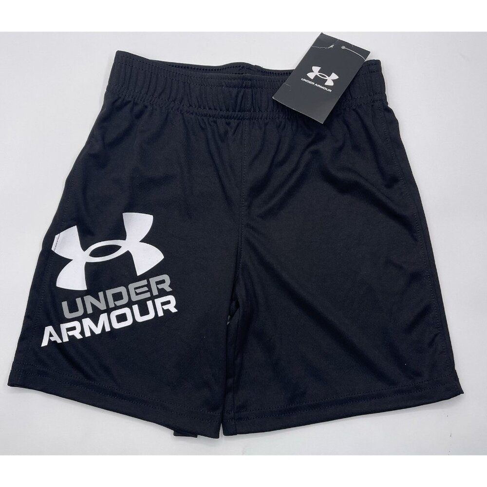 Under Armour Shorts Boys Size 4 Black White Logo UA